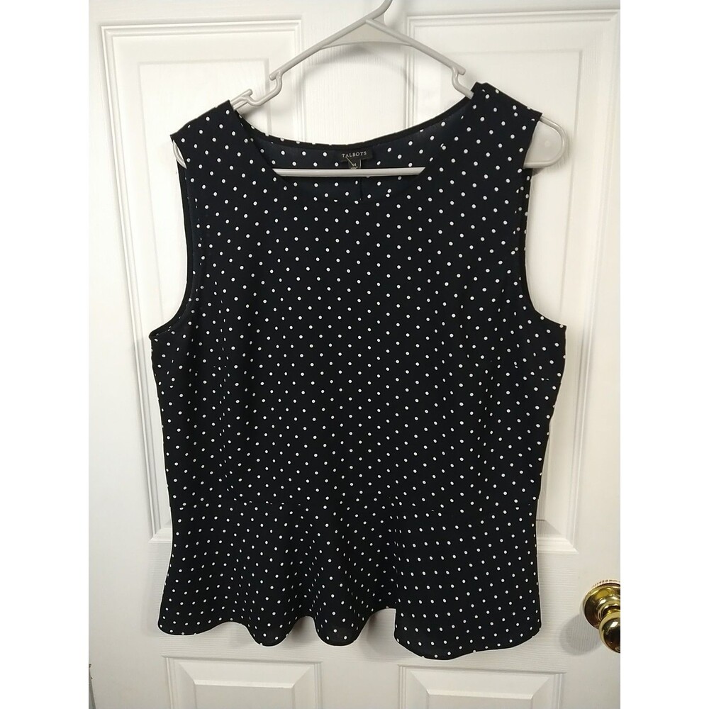 Talbots Woman Black White Woman 14 Tank Babydoll Ruffle Classic Side Zip